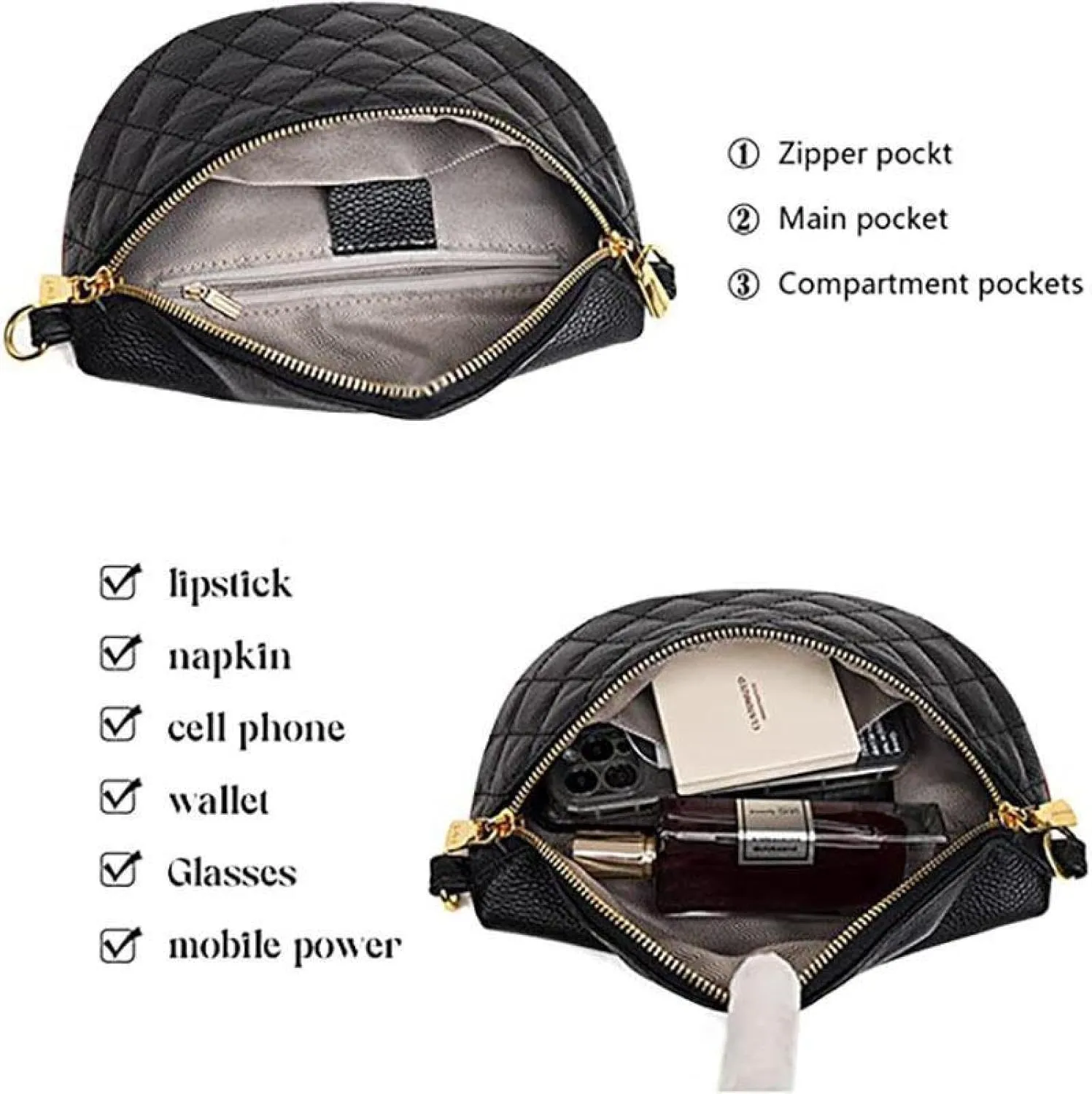 Women's Belt Bag, Diamond Quilted Embroidery, Leather, Casual Women's Crossbody Bag, Travel Sports Chest Bag grey
