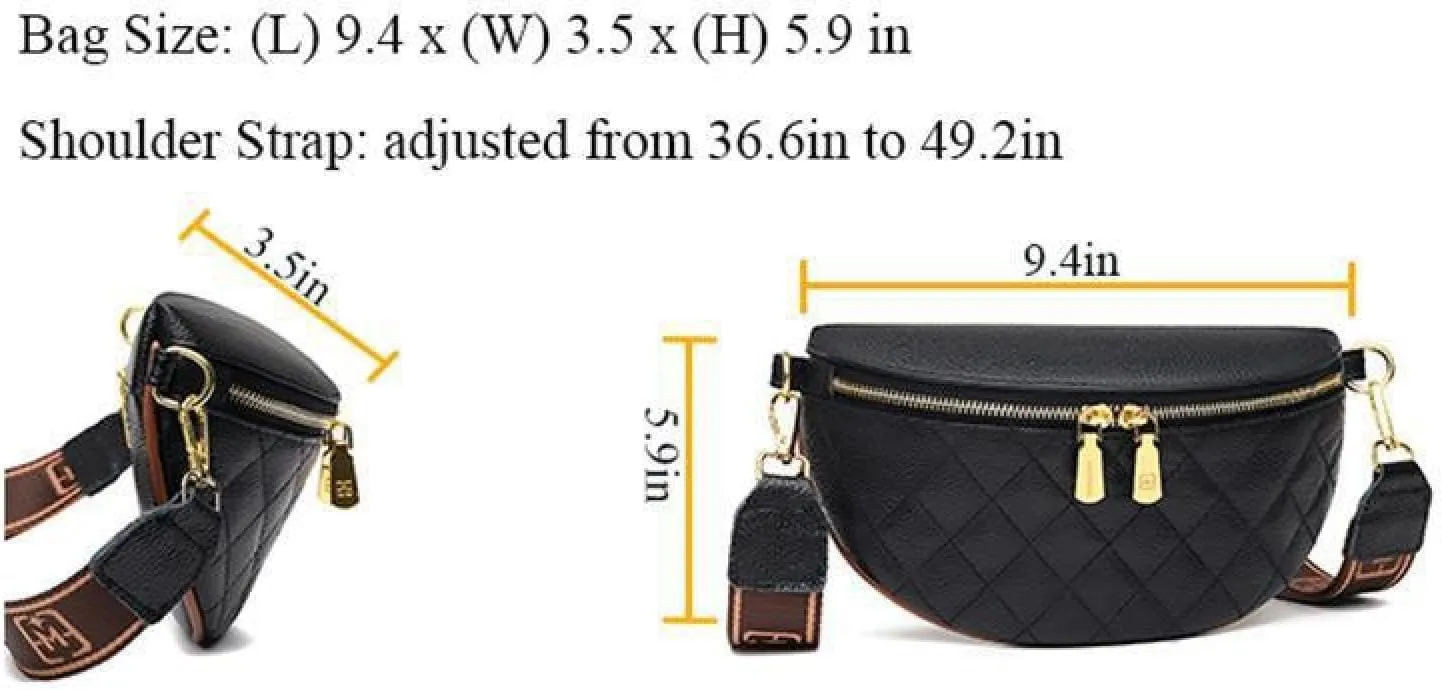 Women's Belt Bag, Diamond Quilted Embroidery, Leather, Casual Women's Crossbody Bag, Travel Sports Chest Bag grey