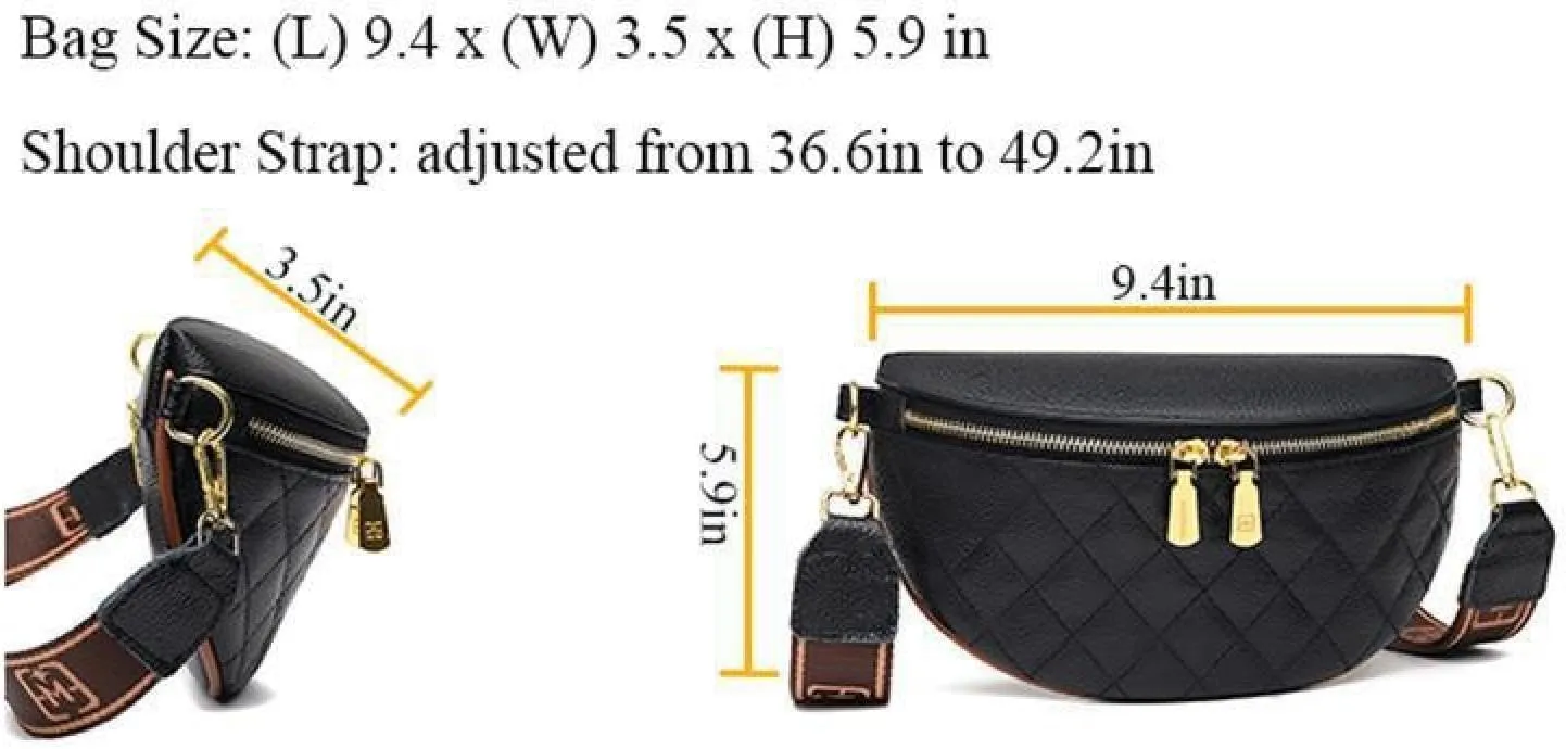 Women's Belt Bag, Diamond Quilted Embroidery, Leather, Casual Women's Crossbody Bag, Travel Sports Chest Bag Khakicolor