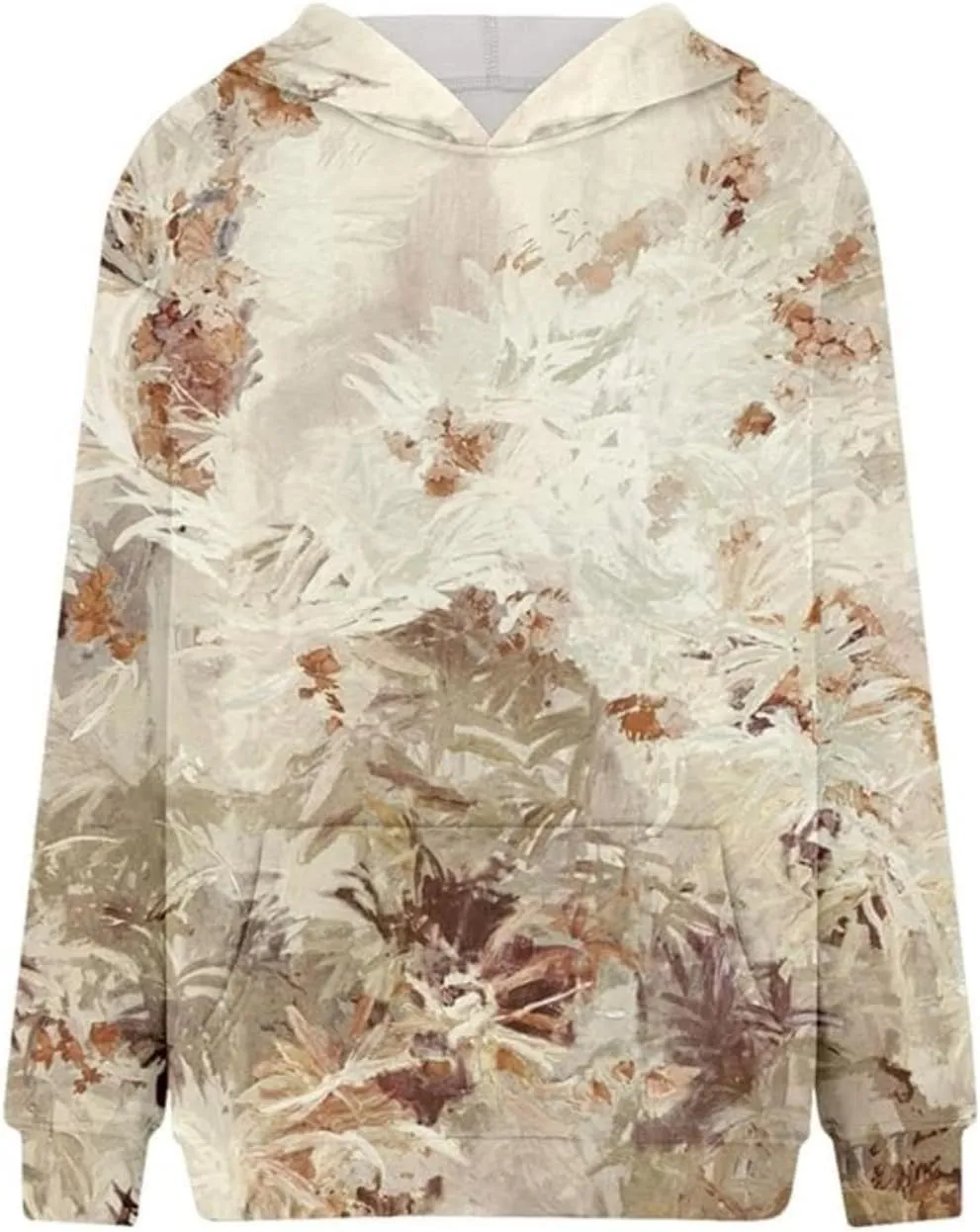Womens Camo Hoodies Casual Loose Fit Long Sleeve Sweatshirts Oversized Maple Leaf Print Pullover Tops with Pocket