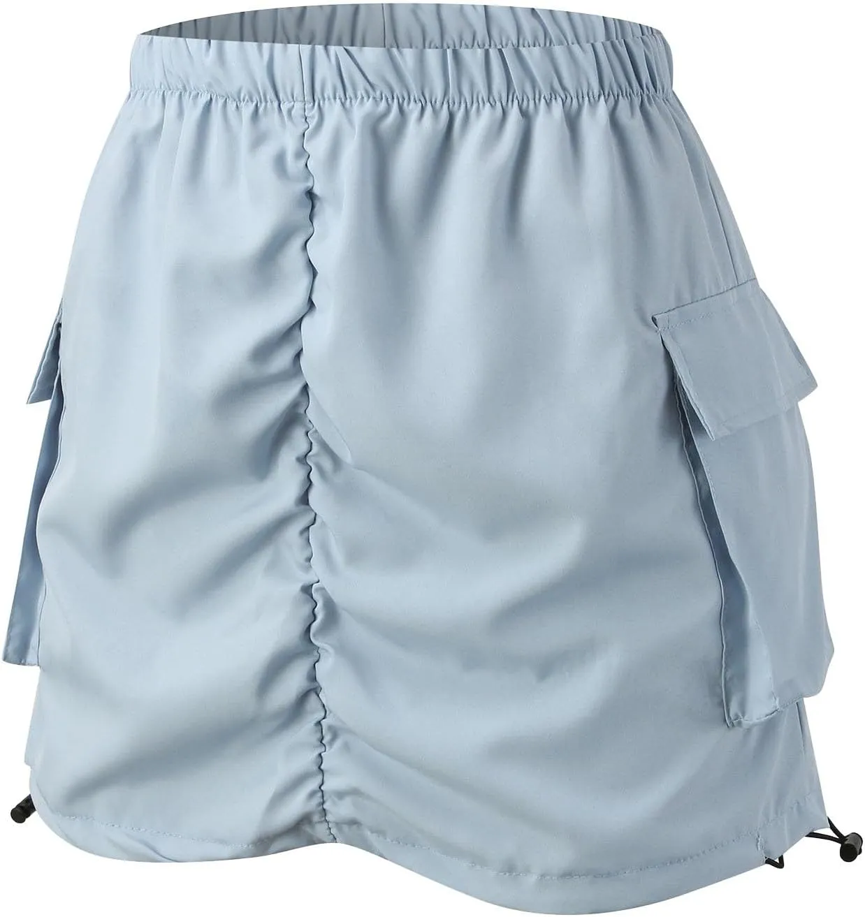 Womens Cargo Skirt Casual Summer High Waisted Bodycon Pencil Ruched Mini Skirts Side Drawstring and Hot Mini