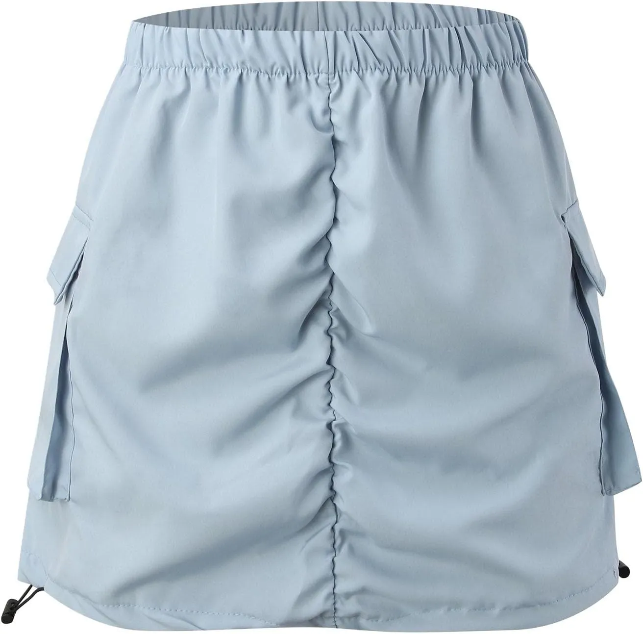 Womens Cargo Skirt Casual Summer High Waisted Bodycon Pencil Ruched Mini Skirts Side Drawstring and Hot Mini