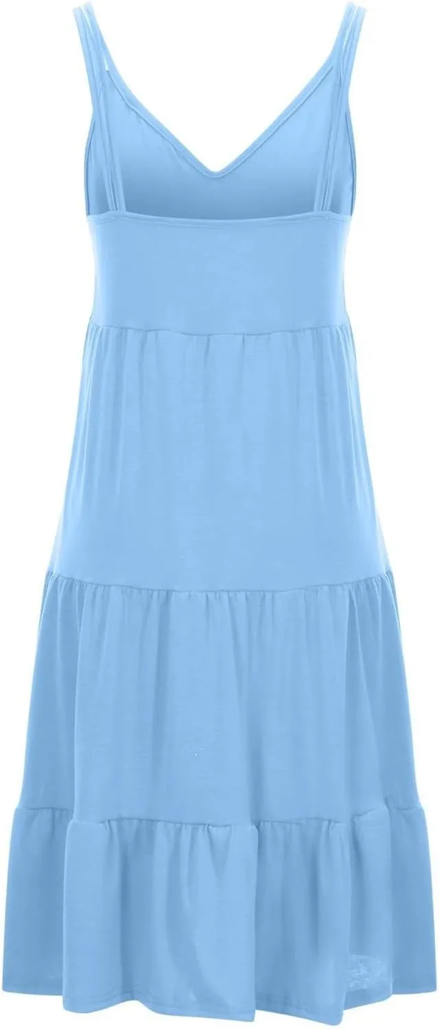 Women's Casual Dresses Summer Vacation Beach Dress Sexy Elegant Solid Color V Neck A-Line Spaghetti, S-2XL