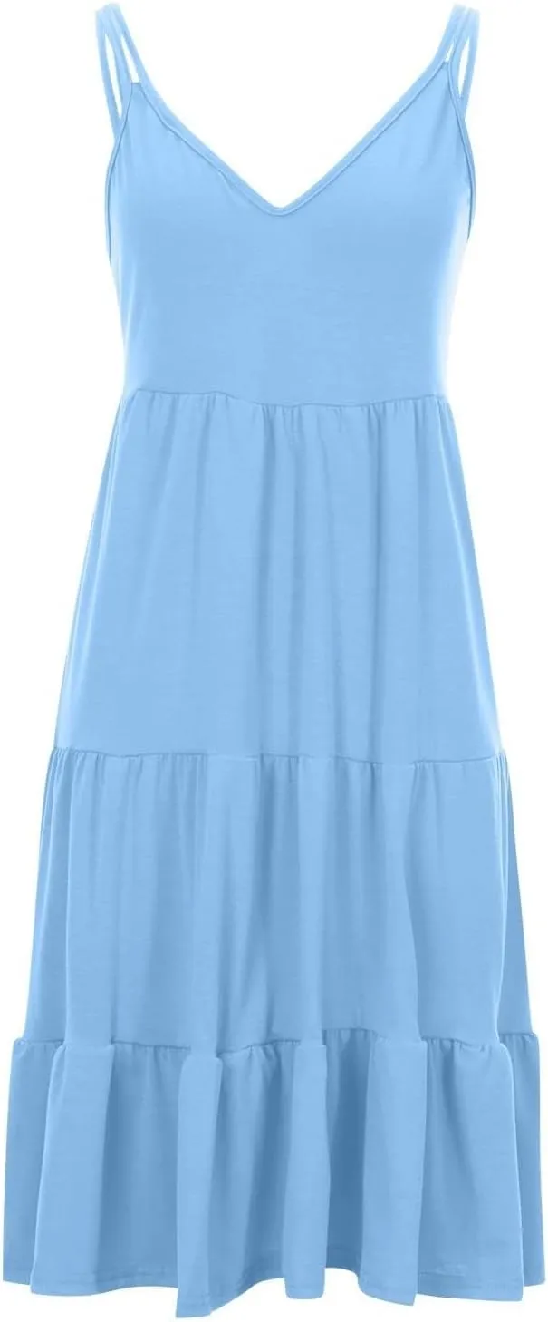 Women's Casual Dresses Summer Vacation Beach Dress Sexy Elegant Solid Color V Neck A-Line Spaghetti, S-2XL