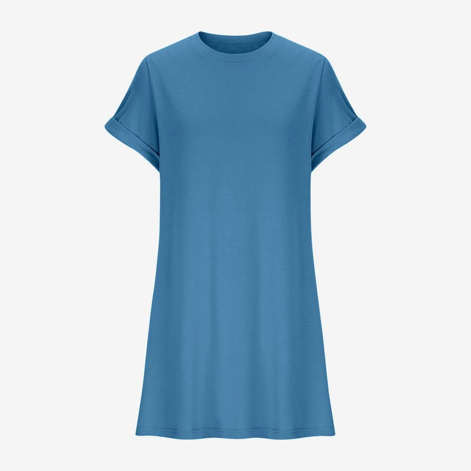 Womens Casual Summer Mini Tunic Dresses Short Sleeve Shift Dress Loose Crewneck Tshirt Sundress with Pockets