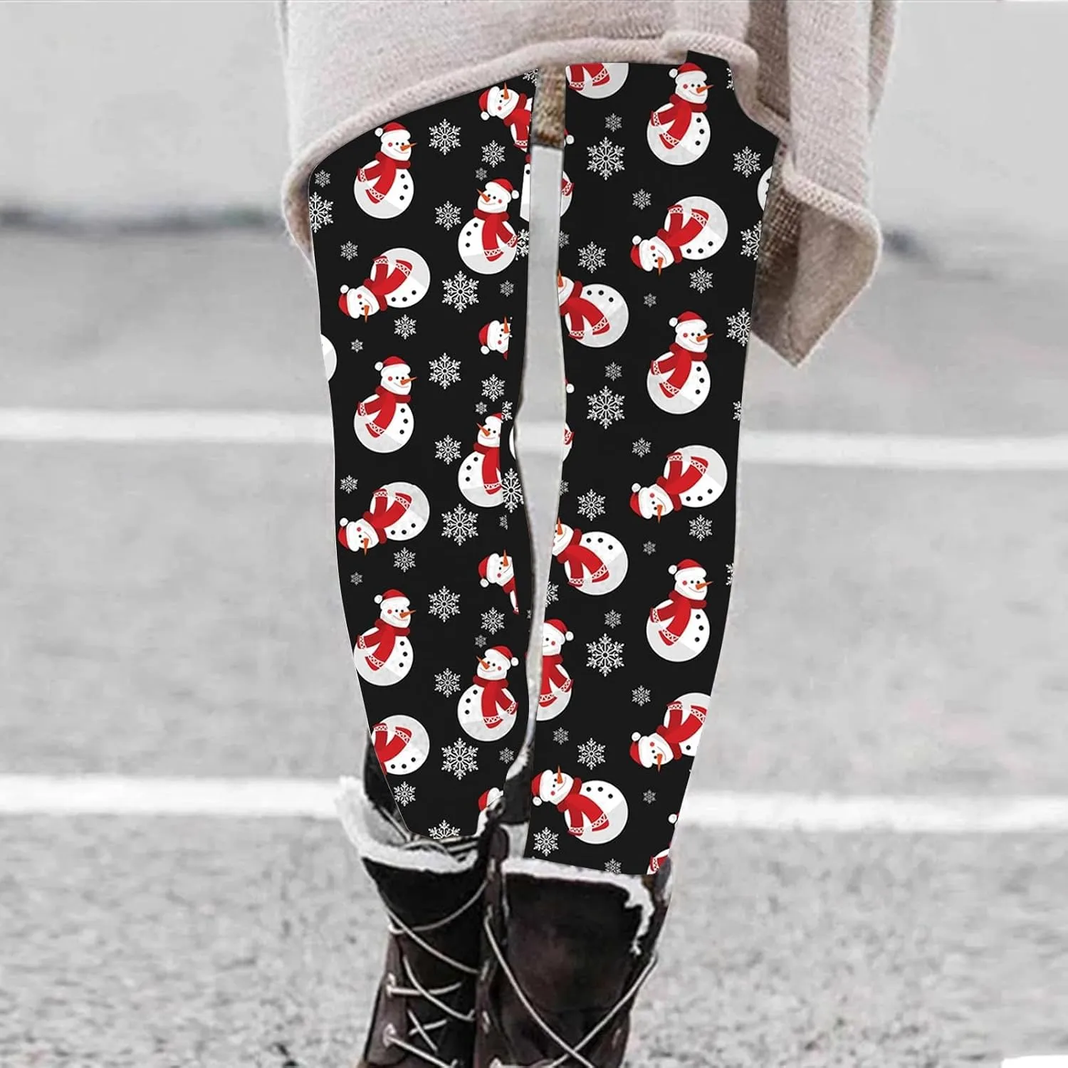 Womens Christmas Tree Leggings High Waist Stretch Skinny Yoga Tights Fitness Pants Santa Holiday Leggings Trousers