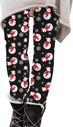 Womens Christmas Tree Leggings High Waist Stretch Skinny Yoga Tights Fitness Pants Santa Holiday Leggings Trousers