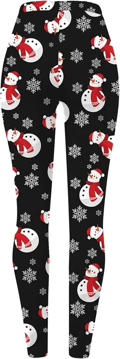 Womens Christmas Tree Leggings High Waist Stretch Skinny Yoga Tights Fitness Pants Santa Holiday Leggings Trousers
