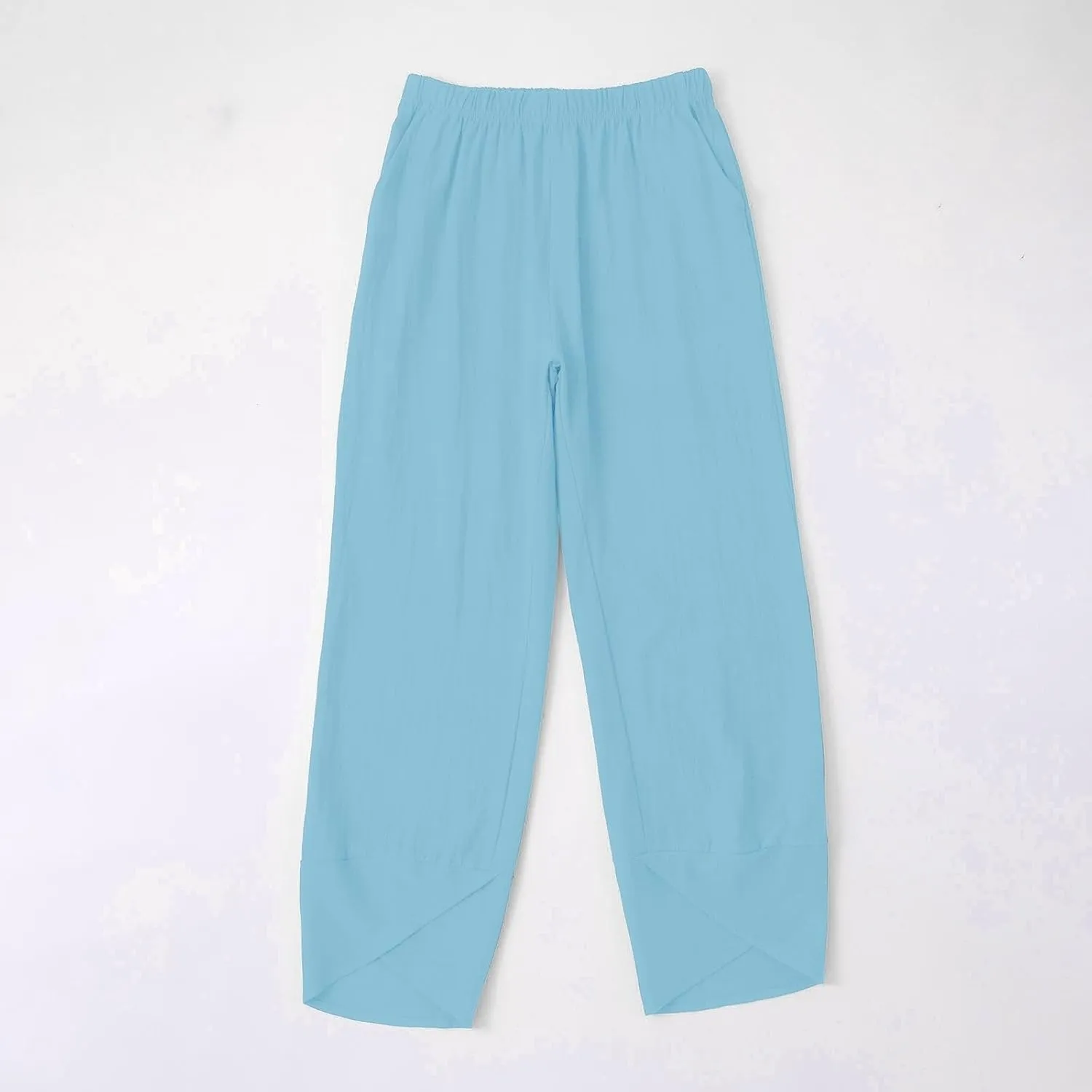 Women's Comfortable Linen Pants Loose Office Daily Work Leisures Trousers Straight Cross Leg Beach Flowy Casual Pants