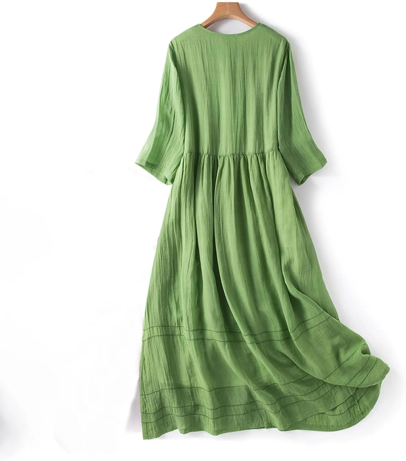 Women's Cotton Linen Dresses 2024 Summer Dressy Casual Half Sleeve Maxi Dresses Trendy Summer Vacation Outifts