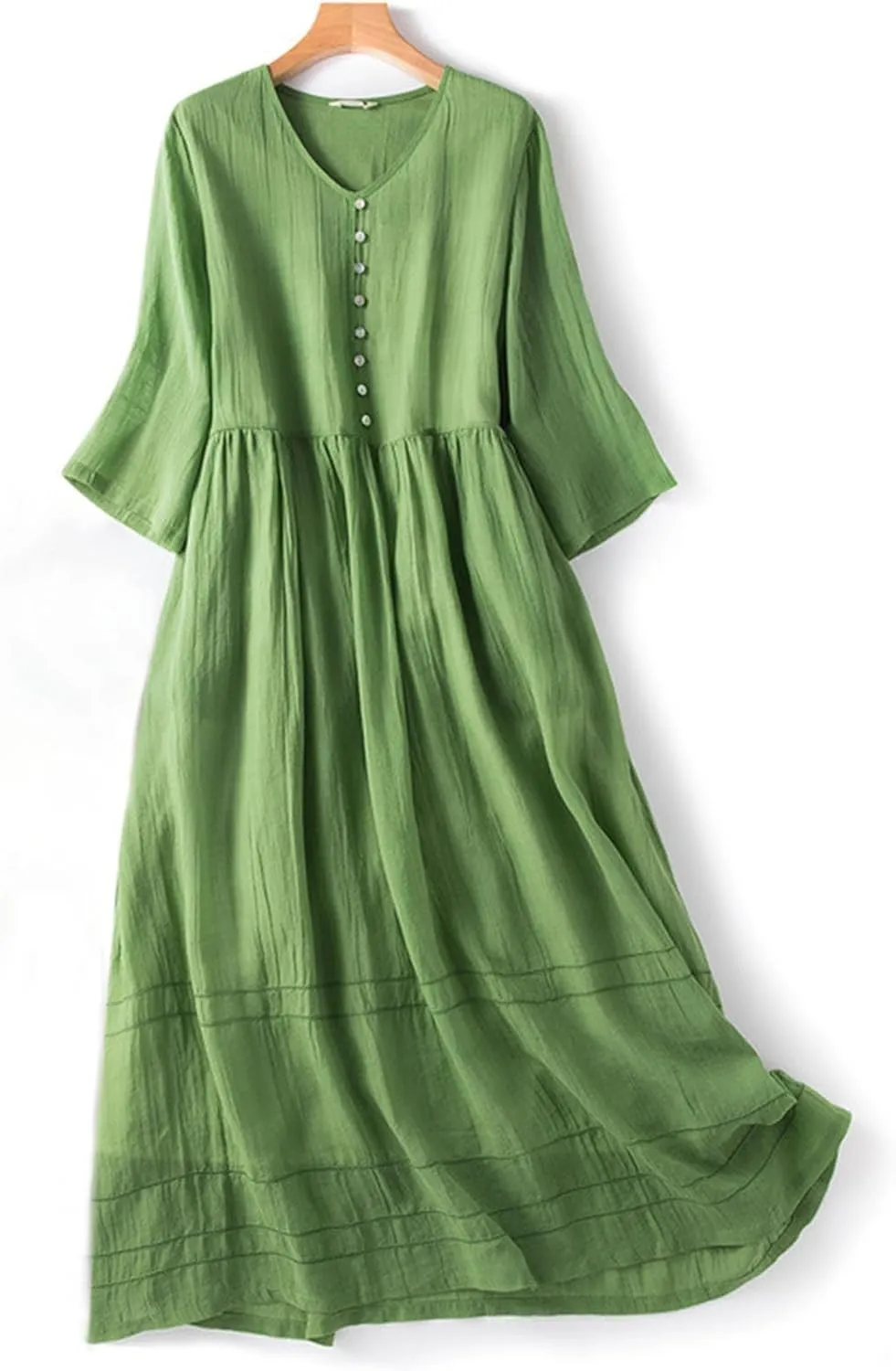 Women's Cotton Linen Dresses 2024 Summer Dressy Casual Half Sleeve Maxi Dresses Trendy Summer Vacation Outifts