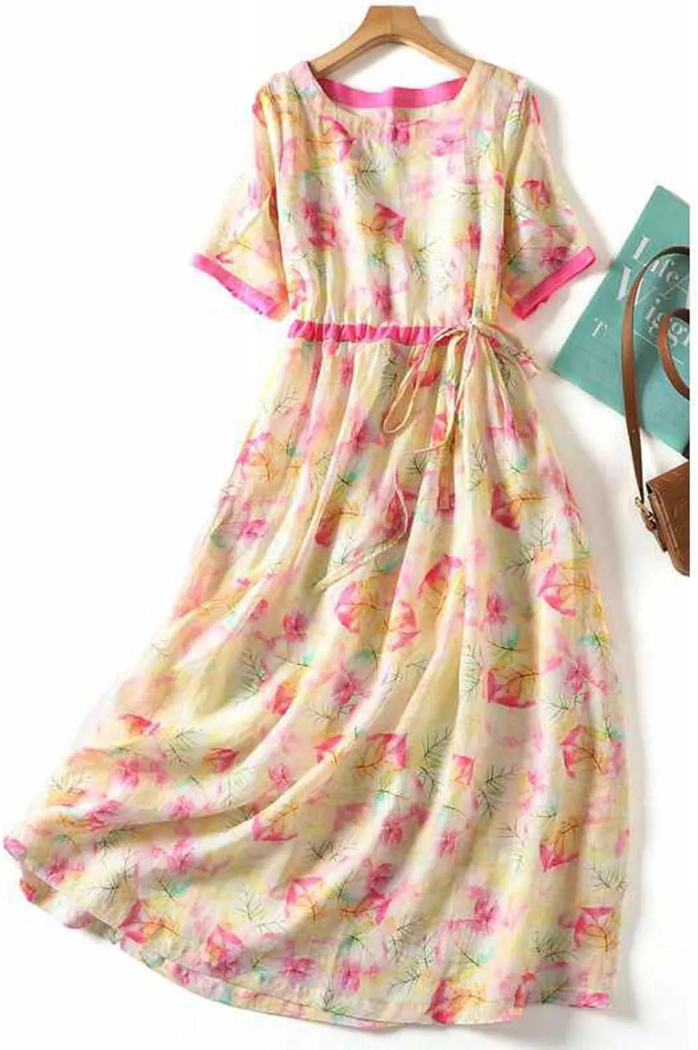 Women's Cotton Linen Dresses Summer Plus Size Floral Tunic Maxi Dreses Dressy Casual Summer Vacation Outfits