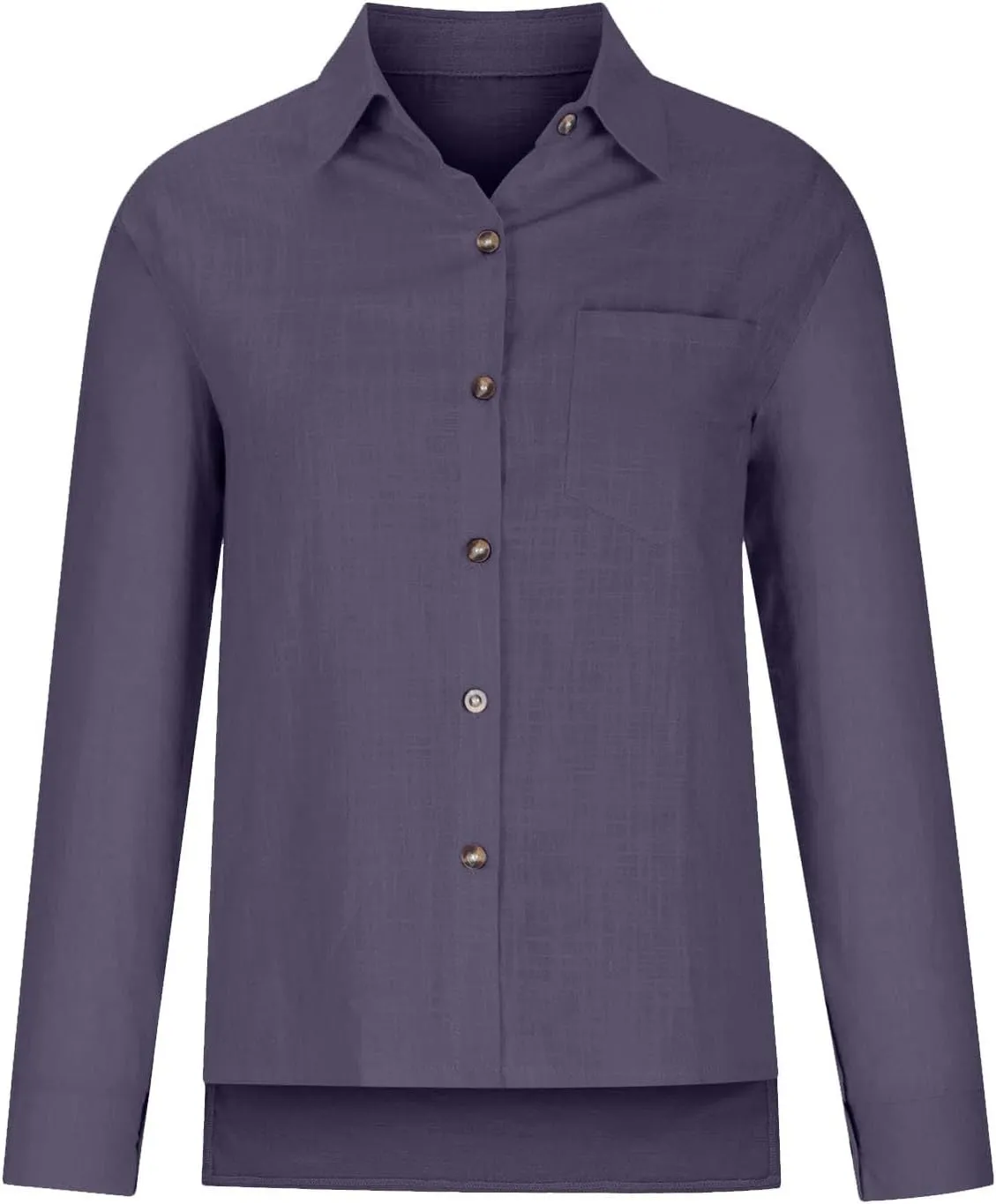 Womens Cotton Linen Shirt 2025 Spring Boyfriend Long Sleeve Solid Color Blouses Loose Work Tops with Pockets