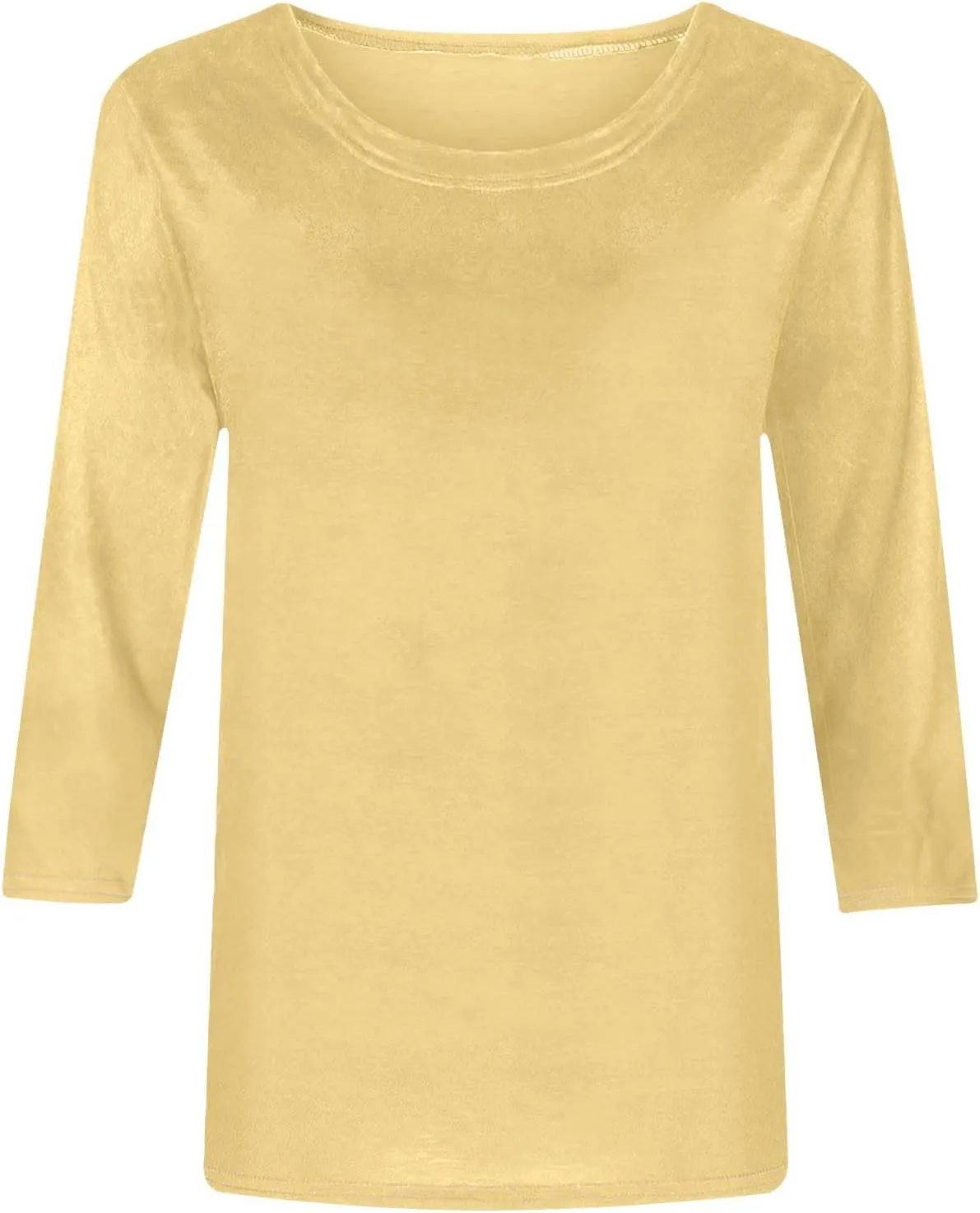Womens Crew Neck 3/4 Sleeve T Shirts Loose Tunic Tops Casual Solid Basic Tees Three Quarter Length Sleeves Blouses