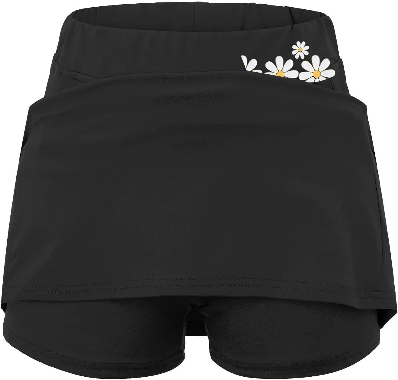 Women's Double Layered Tennis Skorts Baggy Elastic Waisted Casual Shirt High Waisted Stretchy Loose Lightweight Skirts