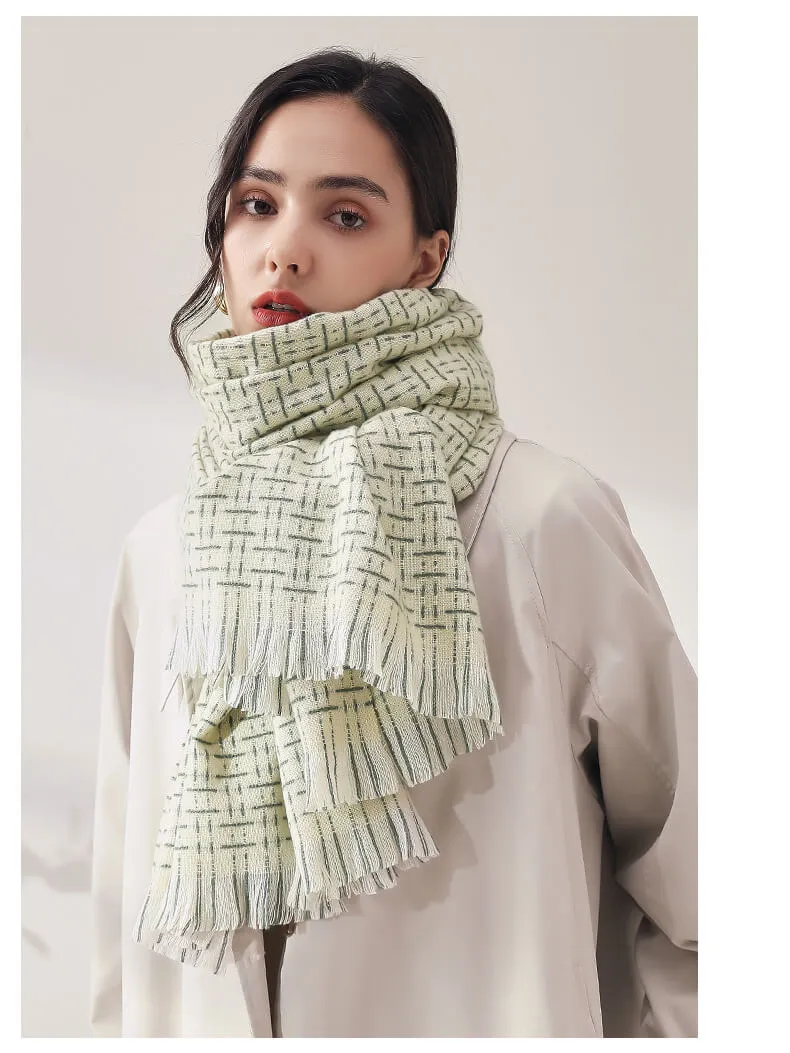 Women's Fall Winter Scarf Classic Tassel Plaid Scarf Warm Soft Chunky Large Blanket Wrap Shawl Scarves