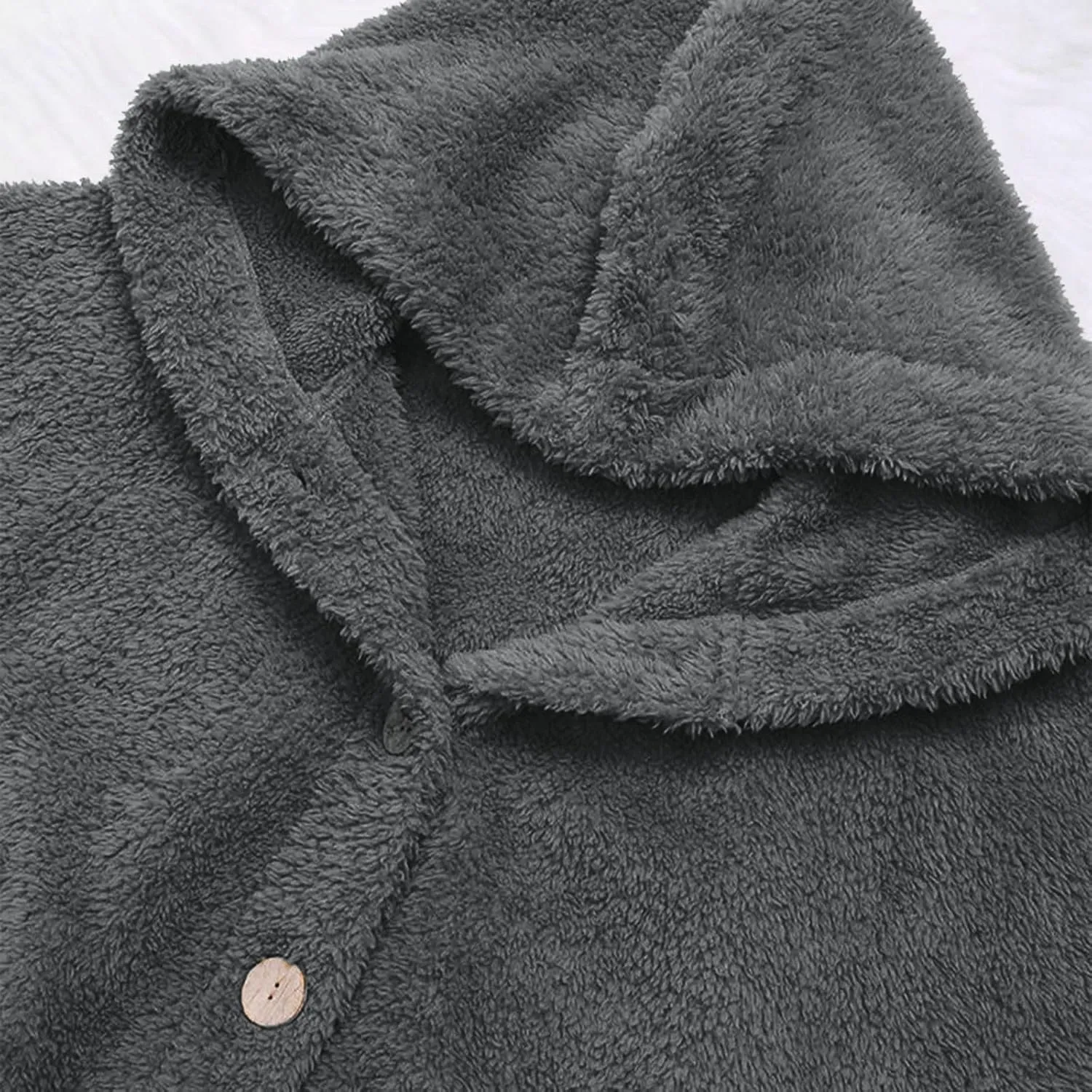 Women's Fuzzy Fleece Coat Plus Size Shearling Jacket Oversized Hoodie Sweater Coat Button Down Outerwear with Pockets