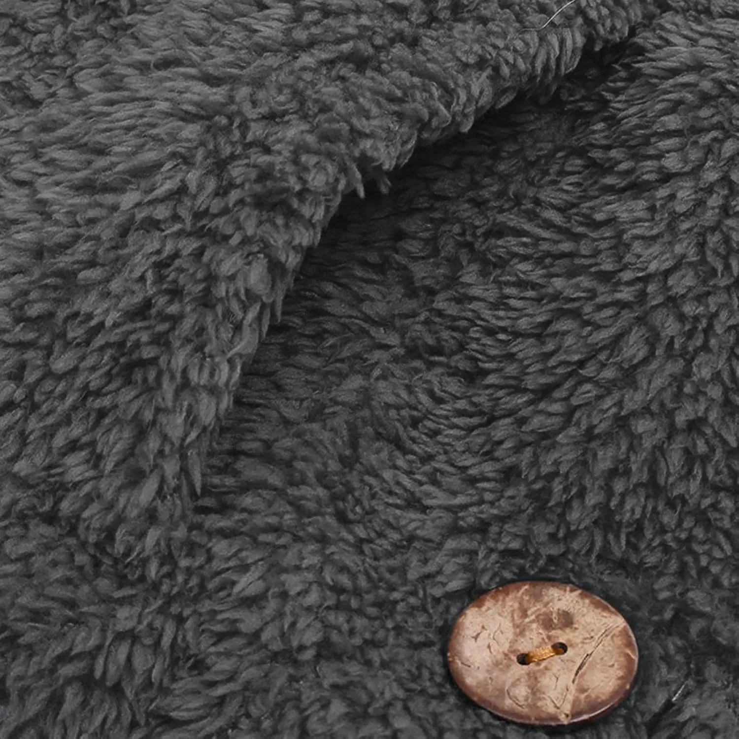 Women's Fuzzy Fleece Coat Plus Size Shearling Jacket Oversized Hoodie Sweater Coat Button Down Outerwear with Pockets