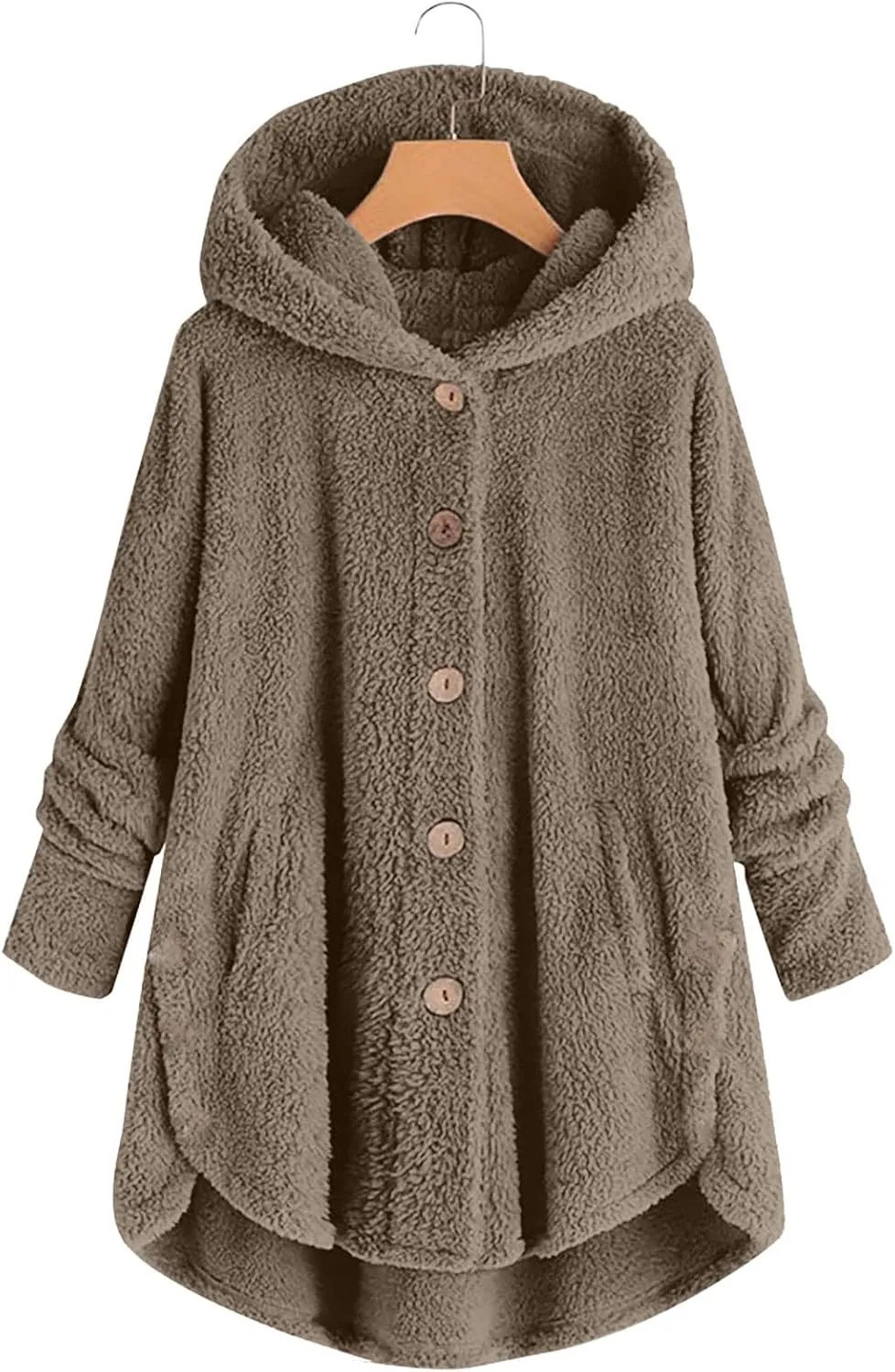 Womens Fuzzy Fleece Sherpa Hoodies Fashion Button Down Teddy Coat Oversized Sweatshirt with Pockets Jackets Cardigan