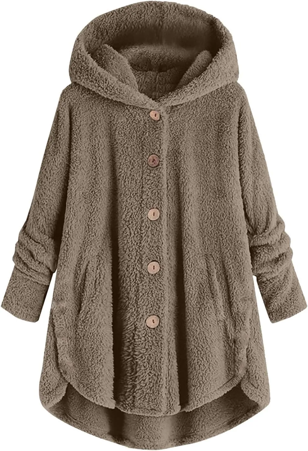 Womens Fuzzy Fleece Sherpa Hoodies Fashion Button Down Teddy Coat Oversized Sweatshirt with Pockets Jackets Cardigan