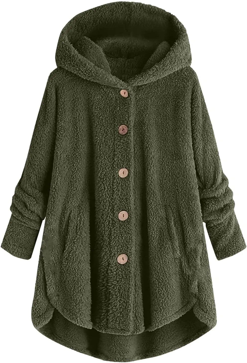 Womens Fuzzy Fleece Sherpa Hoodies Fashion Button Down Teddy Coat Oversized Sweatshirt with Pockets Jackets Cardigan