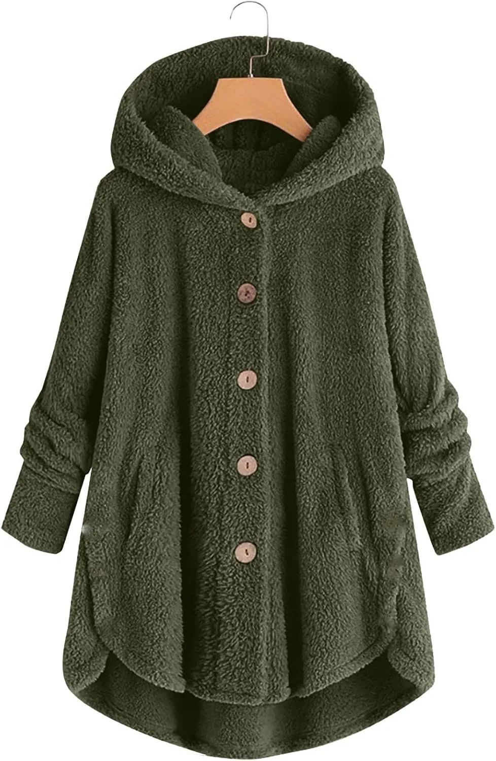 Womens Fuzzy Fleece Sherpa Hoodies Fashion Button Down Teddy Coat Oversized Sweatshirt with Pockets Jackets Cardigan