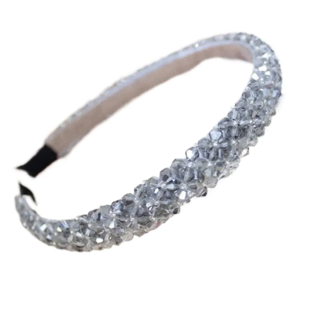 Womens headbands,Hair Accessories Crystal Hair Hoop Female Wild Out Fairy Fairy Super Lady Lady Rhinestone Skid Temperament Hairpin-Gray Headband(Silver)