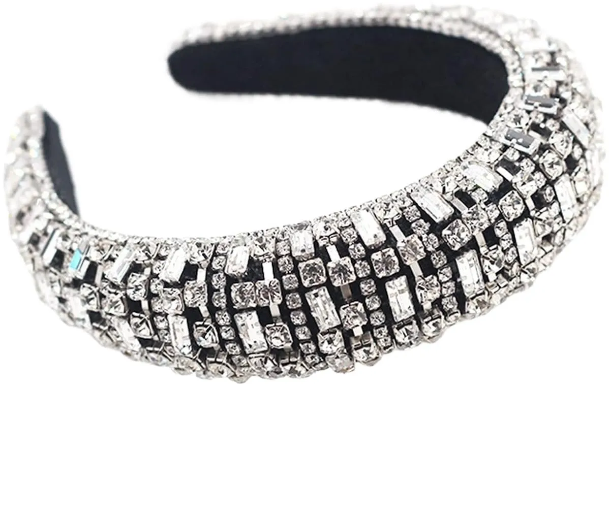 Womens headbands,Luxurious Full Rhinestone Hairbands For Women Girls Gold Silver Crystal Wide Headband Adult Party Catwalk Head Band Headwear(Silver)