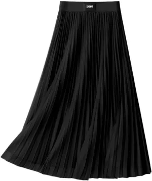 Women's High-Waisted Mesh Pleated Midi Skirt - Elegant Spring A-Line Skirt with Flowy Design
