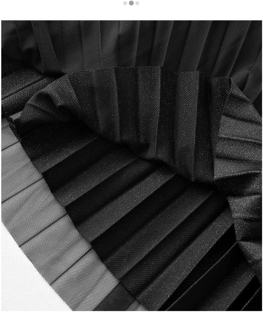 Women's High-Waisted Mesh Pleated Midi Skirt - Elegant Spring A-Line Skirt with Flowy Design