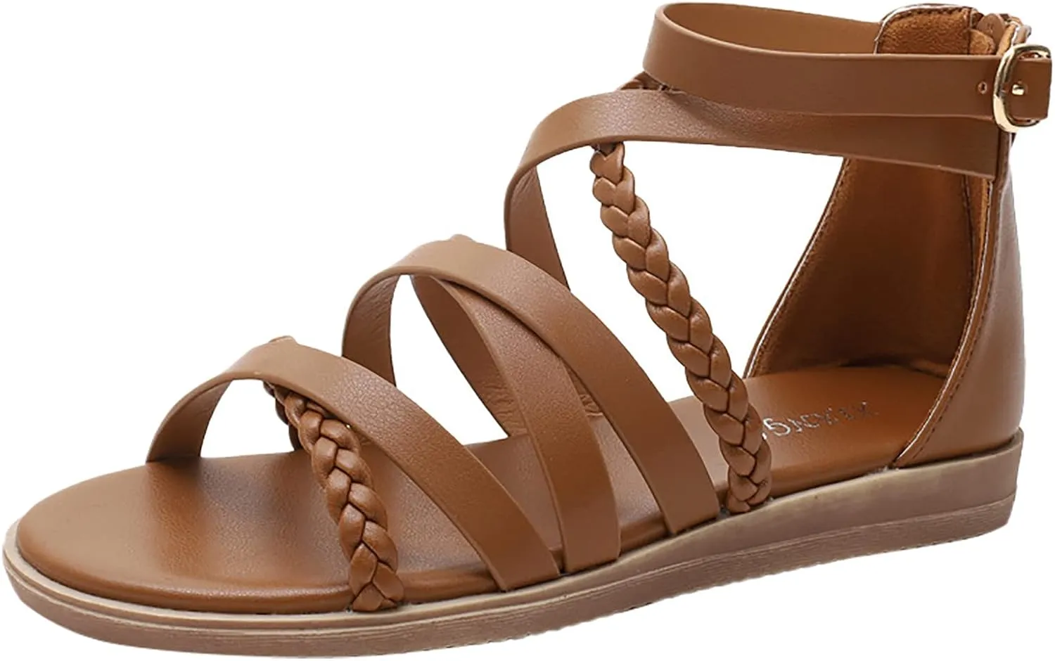 Women's Large Size Summer Woven Bohemian Back Zipper Sandals Water Shoes for Women Comfortable Sandals