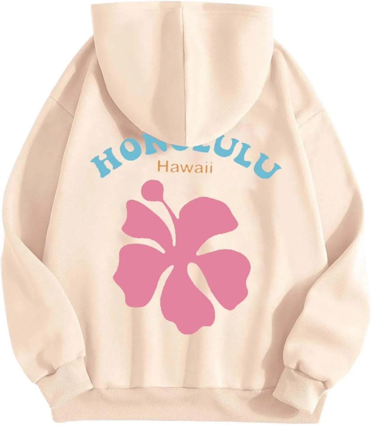 Womens Letter Floral Print Hoodie 2024 Oversized Baggy Trendy Thermal Sweatshirts Cozy Hip Hop Y2K Casual Streetwear