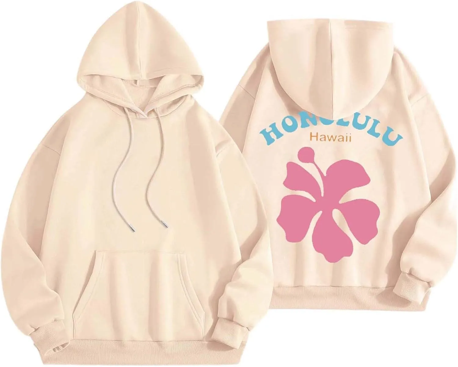 Womens Letter Floral Print Hoodie 2024 Oversized Baggy Trendy Thermal Sweatshirts Cozy Hip Hop Y2K Casual Streetwear