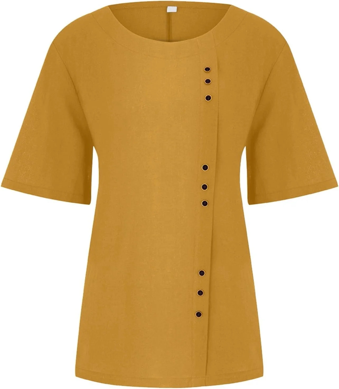 Womens Lined Tops Going Out Casual Short Sleeve Summer Tee Shirts Button Down Crewneck Solid Dressy Blouses