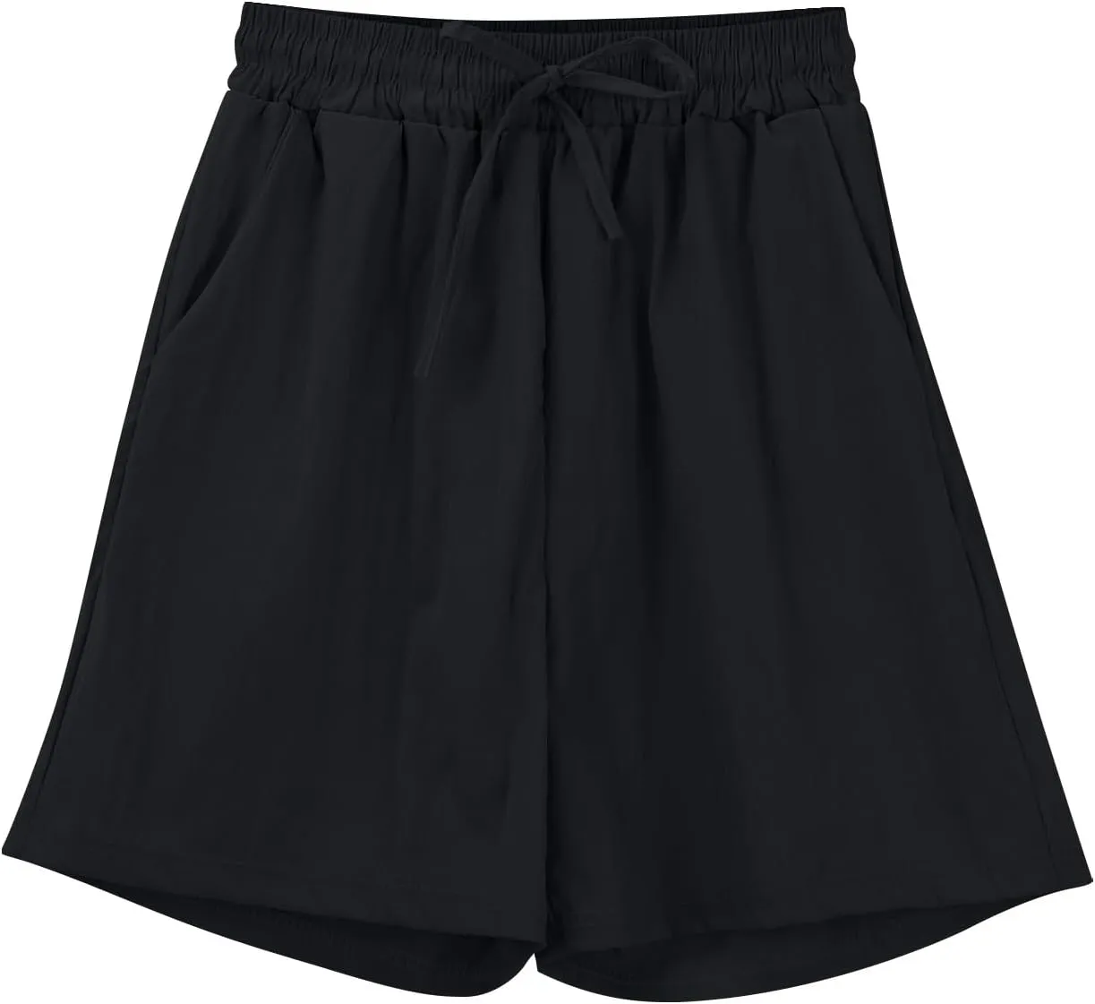 Women's Linen Shorts High Waisted Pleated Casual Bermuda Pants Lightweight Loose Wide Leg Workout Short with Pockets