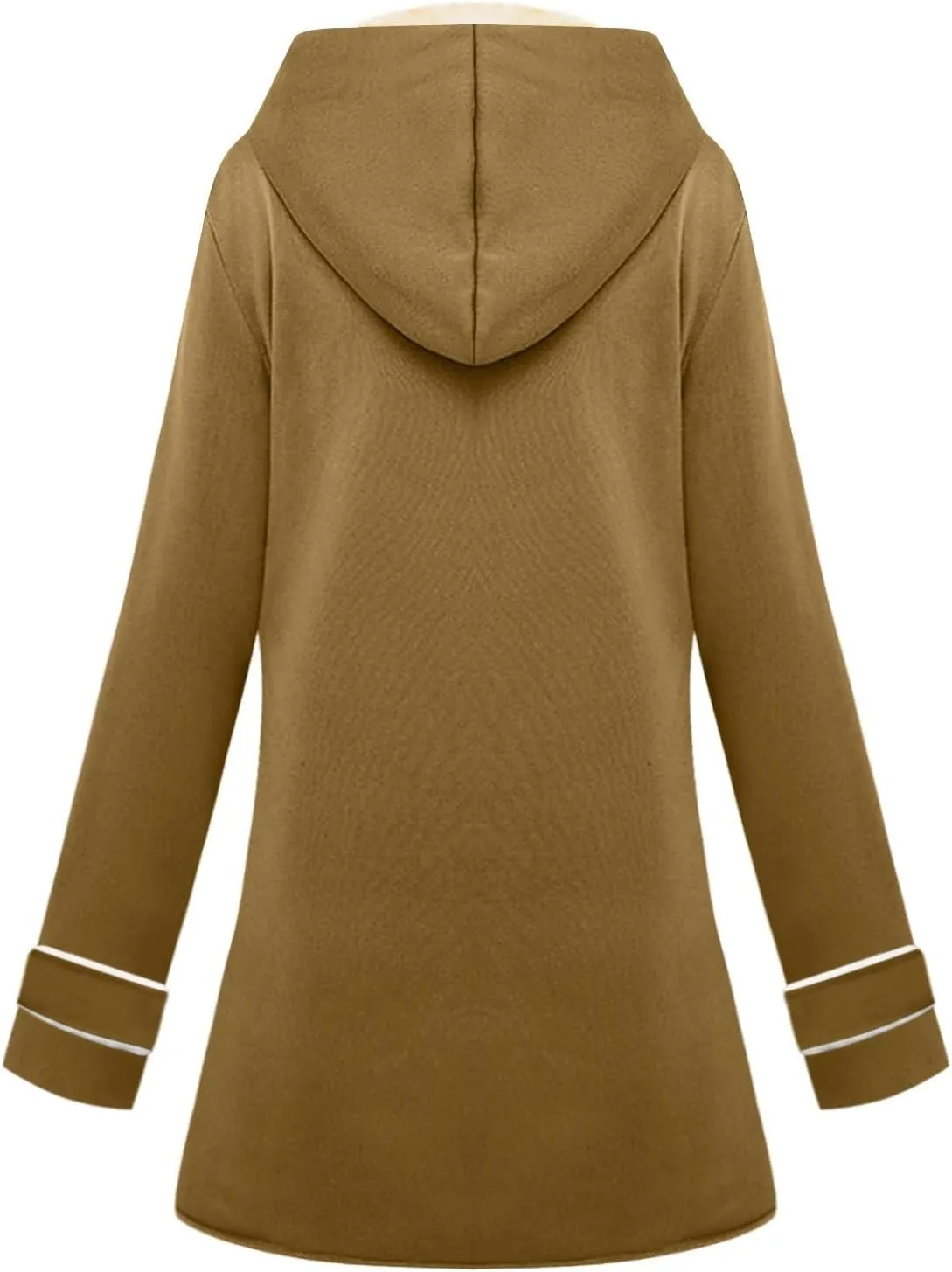 Women's Long Sleeve Winter Coat Warm Shaggy Down Hooded Button Down Coat Jacket