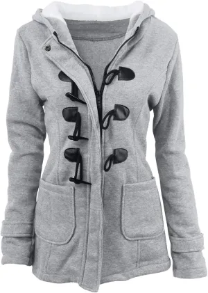 Womens Oversized Fuzzy Fleece Sherpa Hoodies Fashion Horn Button Fleece Thicken Coat Shaggy Warm Winter Outerwear