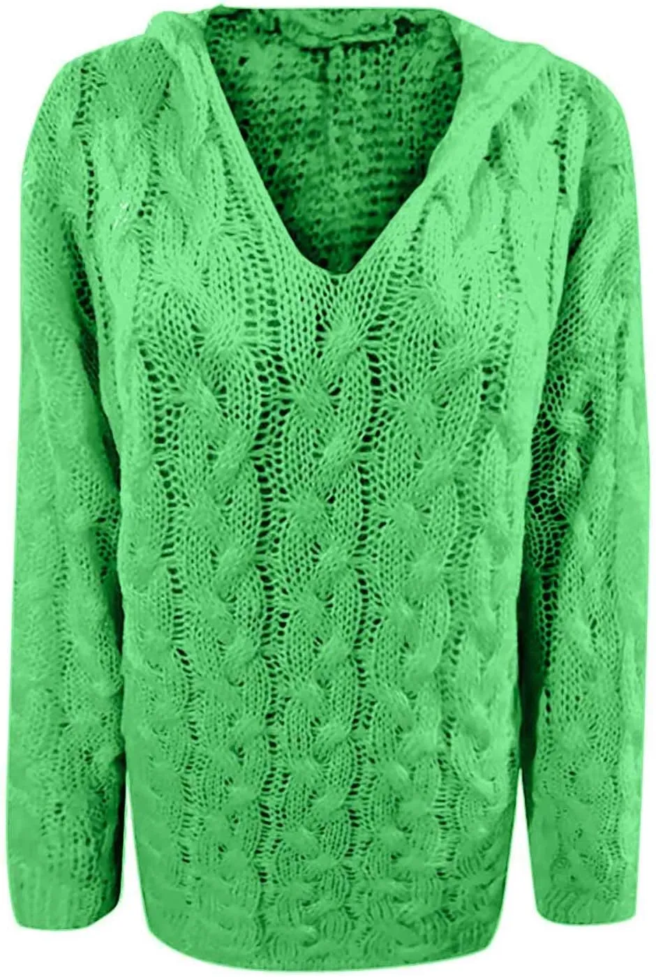 Womens Oversized Hooded Sweater Chunky Cable Knit Pullover Tops Long Sleeve Loose Fit Simple Solid Fall Hoodies