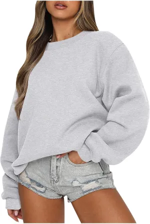 Womens Oversized Sweatshirts Hoodies Fleece Crewneck Pullover Sweater Casual Comfy Fall Fashion Outfits Clothes 2024