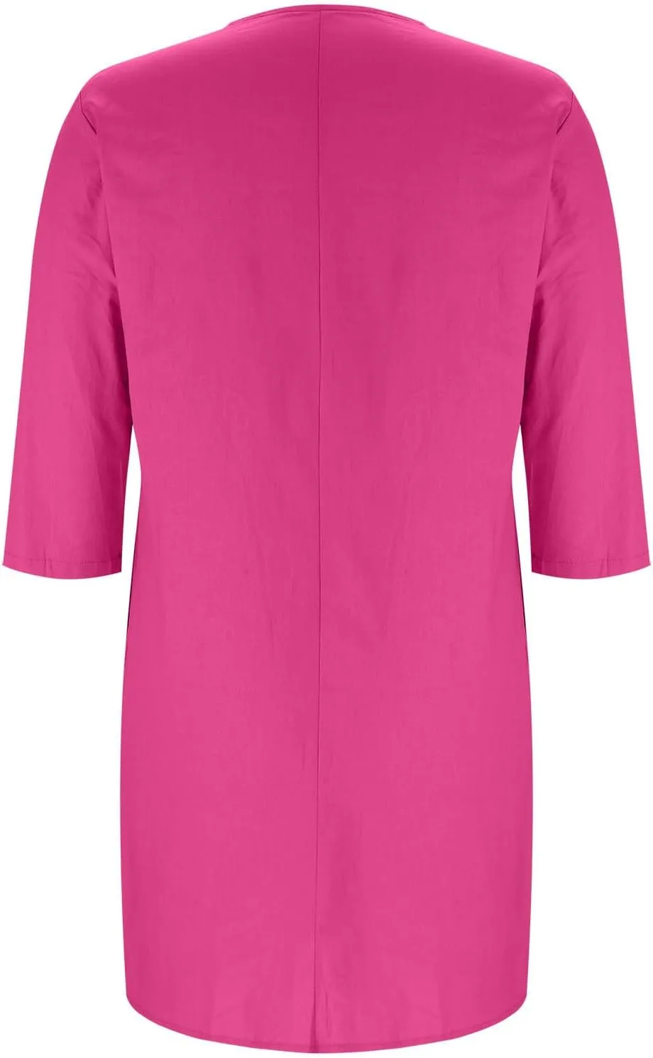 Womens Plus Size Summer Dress Cotton Linen Trendy 3/4 Sleeve Dresses Casual Loose Side Split V Neck Midi Shirt Dress
