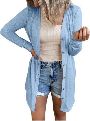 Womens Quilted Jacket Oversized Long Sleeve Cardigan Jackets Casual Lightweight Button Winter Coat Outdoor