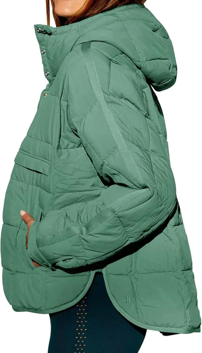 Women's Quilted Lightweight Jackets Oversized Puffer Jacket Puffer Pullover Dolman Hoodies Jacket Long Sleeve Coats