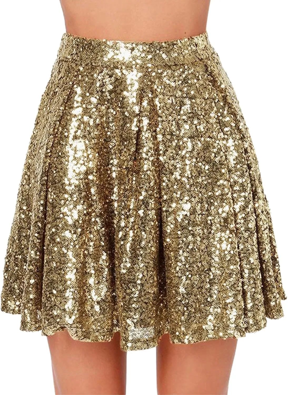 Womens Sequin Skirts Fashion High Waisted Pleated Skirts Holiday Party Sparkly Glitter Skirts 2025 Summer Trendy Skirts