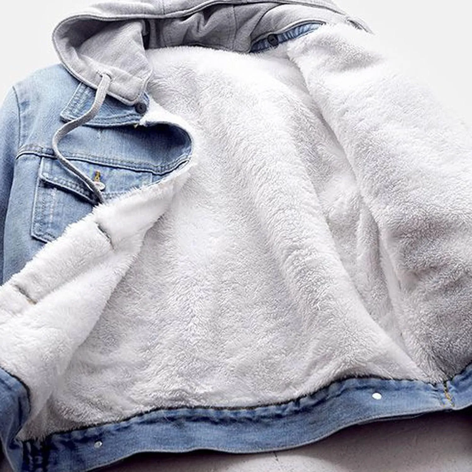 Womens Sherpa Fleece Lined Hoodie Denim Jacket 2022 Winter Jean Jacket Coats Oversized Long Sleeve Trucker Jacket Coat