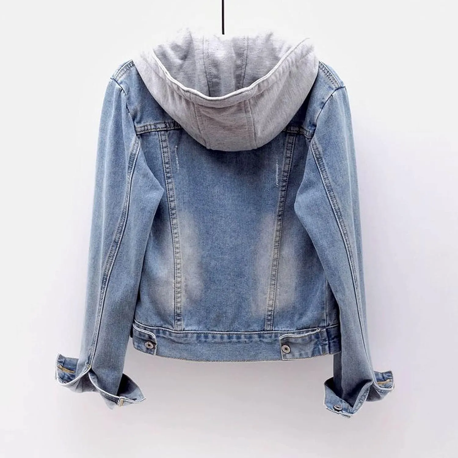 Womens Sherpa Fleece Lined Hoodie Denim Jacket 2022 Winter Jean Jacket Coats Oversized Long Sleeve Trucker Jacket Coat