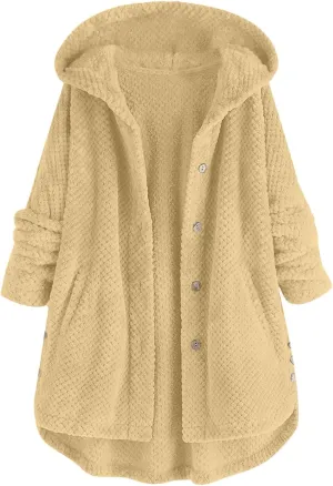 Womens Sherpa Fleece Lined Hoodie Jackets Plus Size Full Zip Up Thick Shaggy Fuzzy Zip Up Oversized Fluffy Coat Zipper