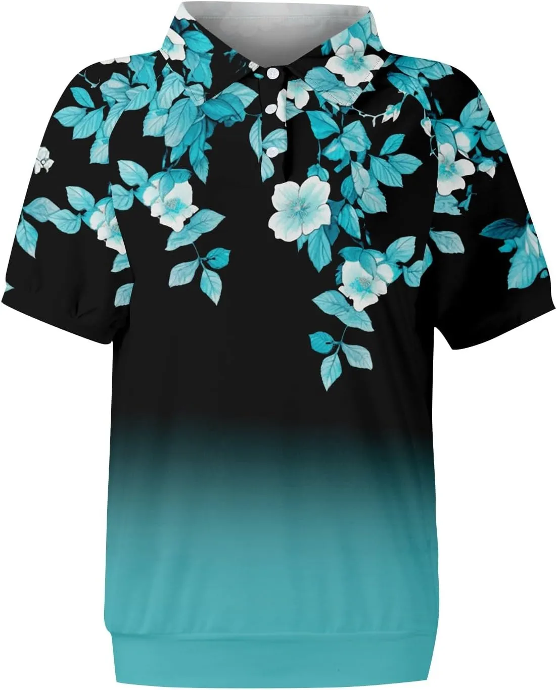 Womens Shirts Casual Short Sleeve Work Outfits Summer Tops Trendy Floral Print Blouses Lapel Collared