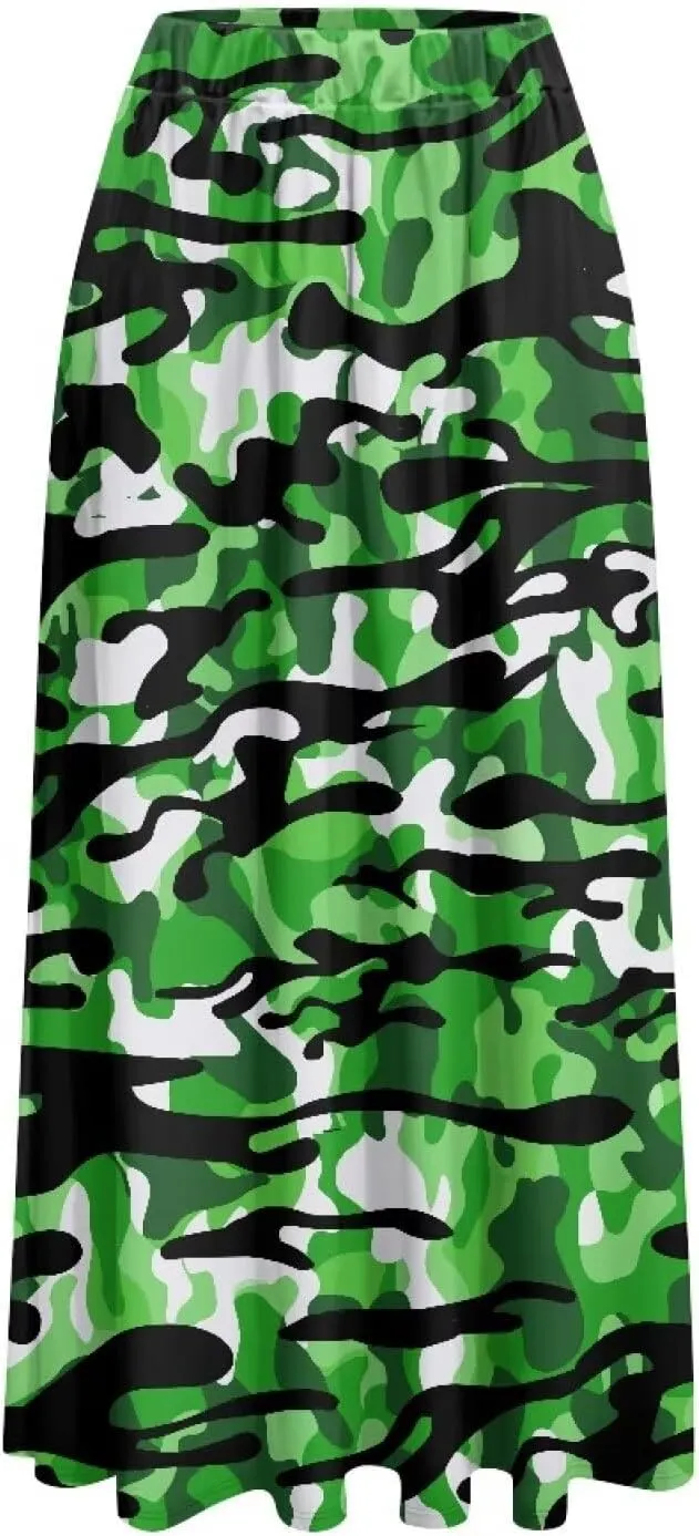 Womens Skirt Elastic High Waist A-Line Skirts for Dance Girls Soft Flowy Maxi Long Skirts for Fall Winter Spring