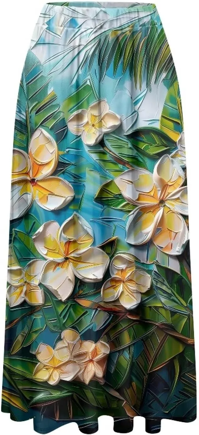 Womens Skirt Elastic High Waist A-Line Skirts for Dance Girls Soft Flowy Maxi Long Skirts for Fall Winter Spring