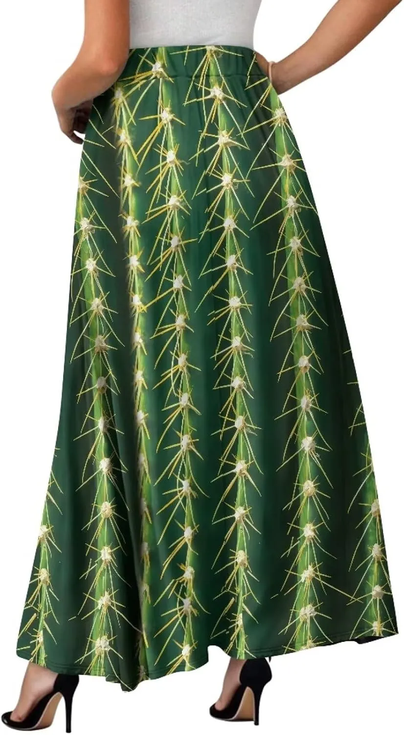 Womens Skirt Elastic High Waist A-Line Skirts for Dance Girls Soft Flowy Maxi Long Skirts for Fall Winter Spring